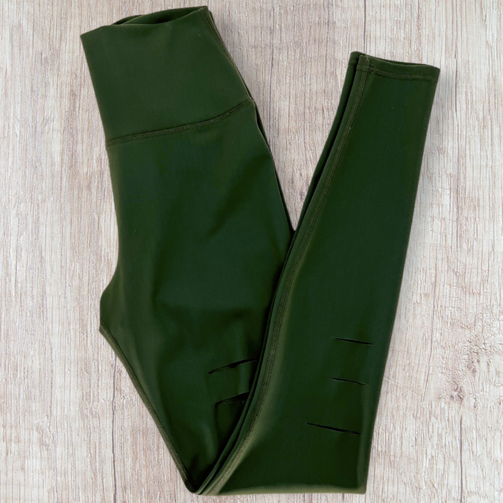 Alo Yoga Hunter Green Warrior Rip High Waist Legging Size S - Picture 11 of 15
